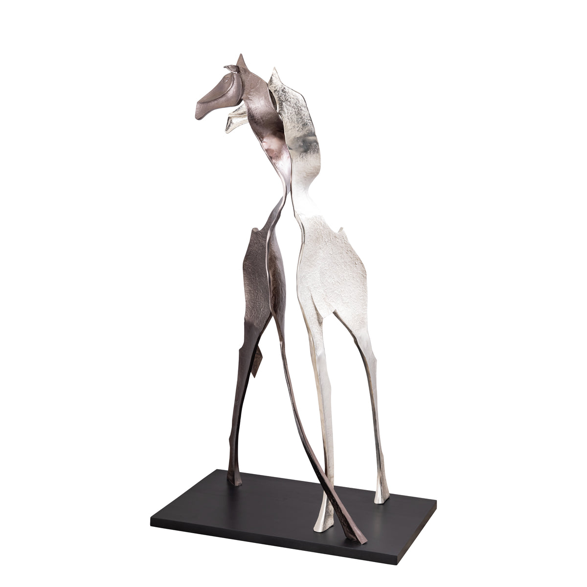 Statue – Giraffen Design, Tierform, Aluminium Material, Schwarz, L – Skye | PTMD
