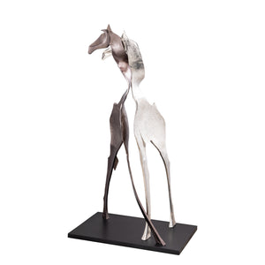Statue – Giraffen Design, Tierform, Aluminium Material, Schwarz, L – Skye | PTMD