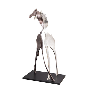 Statue – Giraffen Design, Tierform, Aluminium Material, Schwarz, L – Skye | PTMD