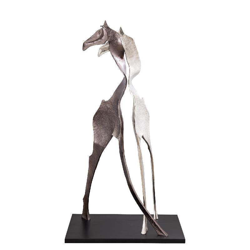 Statue – Giraffen Design, Tierform, Aluminium Material, Schwarz, L – Skye | PTMD