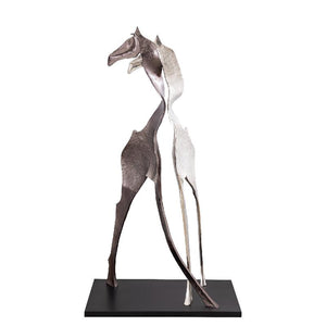 Statue – Giraffen Design, Tierform, Aluminium Material, Schwarz, L – Skye | PTMD