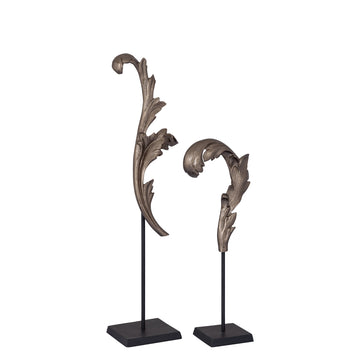 Statue - Aluminiumguss, Blattdesign, schlanke Form, Schwarz, S – Imelda | PTMD