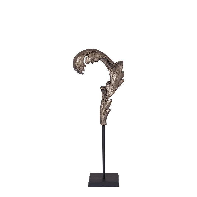 Statue - Aluminiumguss, Blattdesign, schlanke Form, Schwarz, S – Imelda | PTMD