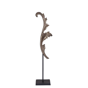 Statue - Aluminiumguss, Blattdesign, schlanke Form, Schwarz, L – Imelda | PTMD