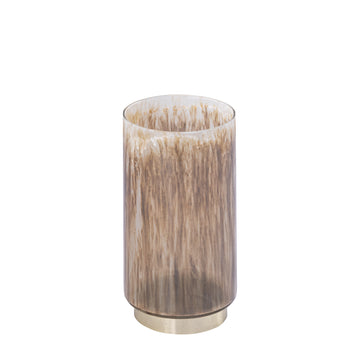 Tealight holder – Round design, Brown glass, Metal base, S – Allie | PTMD
