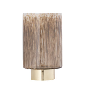 Windlicht – Modernes Design, Runde Form, Glas Metall Material, Braun, L – Allie | PTMD