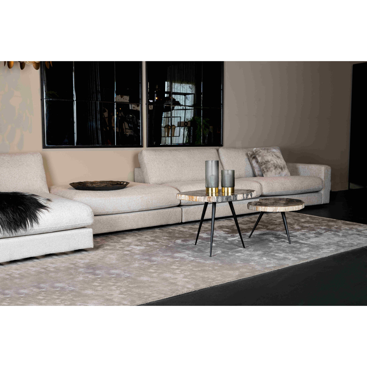Ecksofa – taubengraue Oberfläche, Stoff Bezug, Eckelement Form – Nilla | PTMD