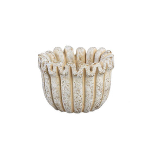Topf – Creme Farbe, Gerippte Linienstruktur, Zement Material, S – Raffay | PTMD