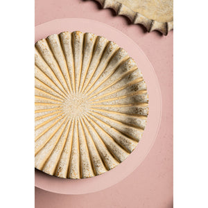 Decorative Tray – Cream Color, Ribbed Line Structure, Cement Material, L – Raffay | PTMD