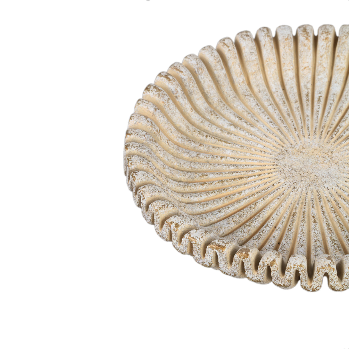 Decorative Tray – Cream Color, Ribbed Line Structure, Cement Material, L – Raffay | PTMD
