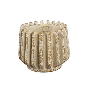 Blumentopf – Creme Farbe, Gerippte Linienstruktur, Zement Material, M – Zariya | PTMD