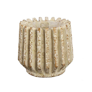 Flower Pot – Cream Color, Ribbed Line Texture, Cement Material, L – Zariya | PTMD
