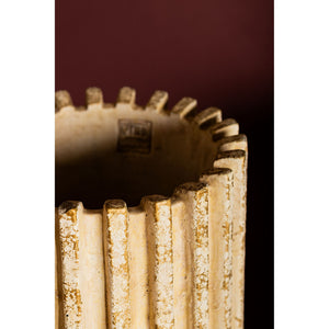 Flowerpot – Cream Color, Ribbed Line Texture, Cement Material, Tall Shape, L – Zariya | PTMD