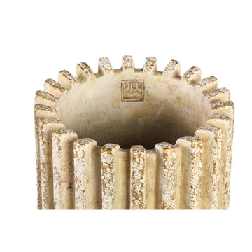 Blumentopf – Creme Farbe, Gerippte Linienstruktur, Zement Material, Hohe Form, L – Zariya | PTMD