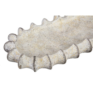 Bowl - Cement, Oval Shape, Lined Rim Design, Cream, Hand-finished, L – Cheyene | PTMD