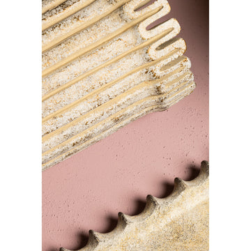 Blumentopf – Creme Farbe, Gerippte Linienstruktur, Zement Material, Hohe Form, S – Raffay | PTMD
