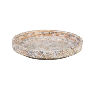 Bowl - Cement, round shape, rim design, cream, hand-finished, large – Nurin | PTMD
