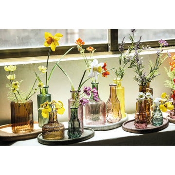 Vase – Runde Form, Grünes Glas, Gesprühte Optik, L – Losana | PTMD