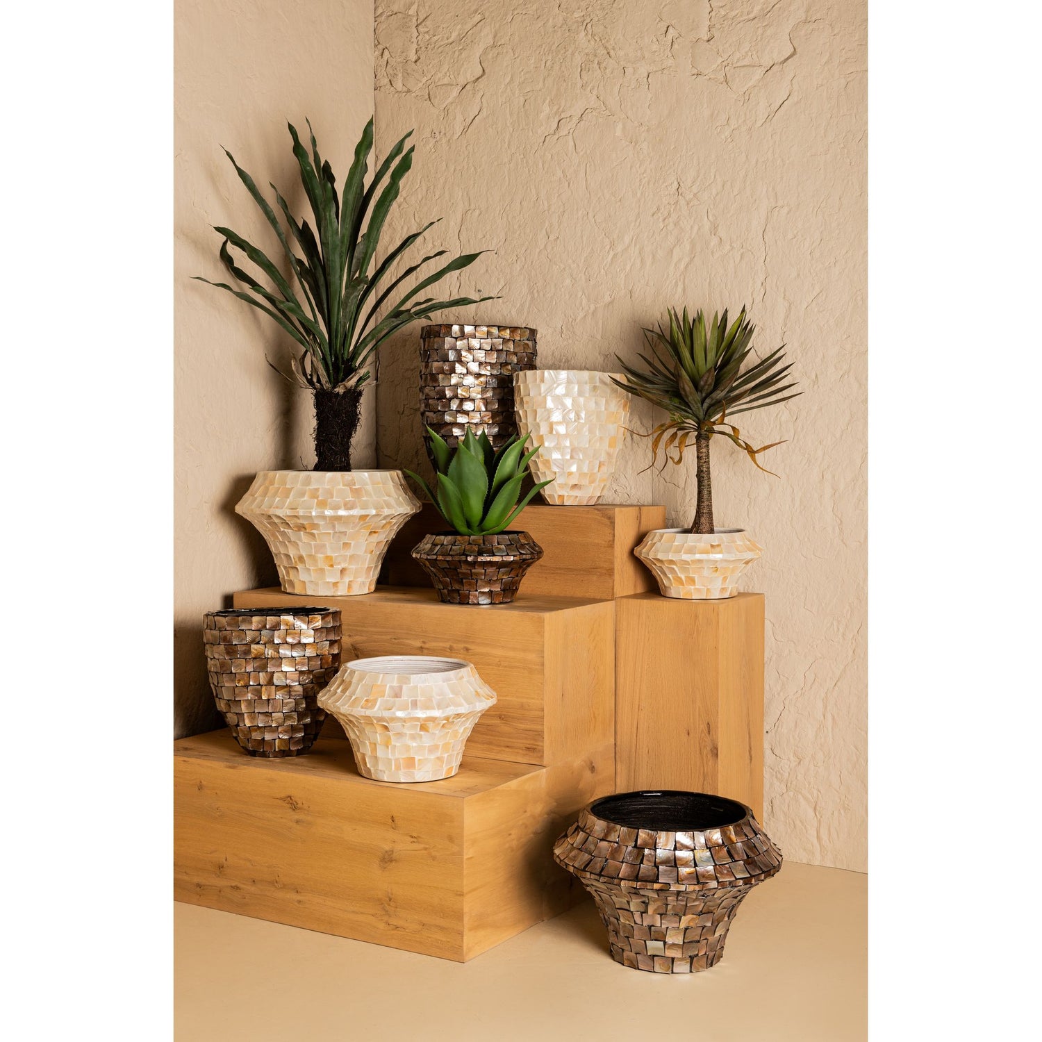 Pot – Cream Bamboo, Round Shape, Bowl Design, Low, L – Daven | PTMD