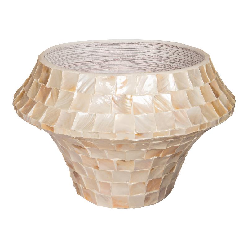 Pot – Cream Bamboo, Round Shape, Bowl Design, Low, L – Daven | PTMD