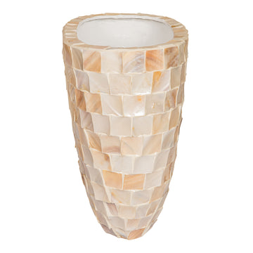Topf – Poly Shell Design, Ovale Form, Papier Material, Hohe Silhouette, Creme, S – Daven | PTMD
