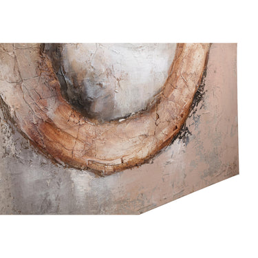 Polyester canvas wall panel with pine wood frame, ring motif and brown finish – Arianna | PTMD