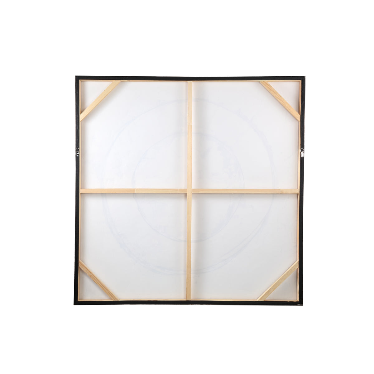 Wandpaneel aus Polyester-Canvas mit Kiefernholzrahmen, Ringmotiv und Braun-Finish – Arianna | PTMD