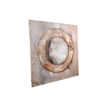 Wandpaneel aus Polyester-Canvas mit Kiefernholzrahmen, Ringmotiv und Braun-Finish – Arianna | PTMD