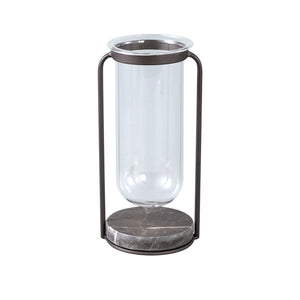 Vase aus massivem Glas, runde Form, Metall - und Marmorsockel – Kirsa S | PTMD - Esszett Luxury | Stilvolles Wohnen mit Charakter