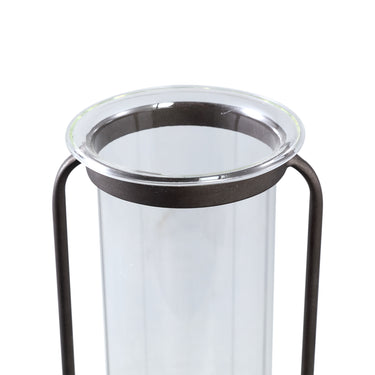 Vase aus massivem Glas, runde Form, Metall - und Marmorsockel – Kirsa S | PTMD - Esszett Luxury | Stilvolles Wohnen mit Charakter