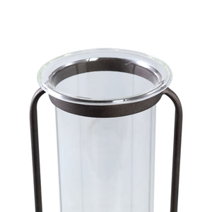 Vase aus massivem Glas, runde Form, Metall - und Marmorsockel – Kirsa S | PTMD - Esszett Luxury | Stilvolles Wohnen mit Charakter