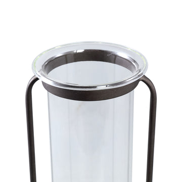 Vase aus massivem Glas, runde Form, Metall - und Marmorsockel – Kirsa S | PTMD - Esszett Luxury | Stilvolles Wohnen mit Charakter
