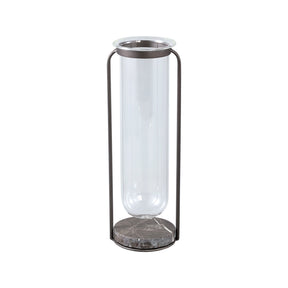 Vase aus massivem Glas, runde Form, Metall - und Marmorsockel – Kirsa S | PTMD - Esszett Luxury | Stilvolles Wohnen mit Charakter