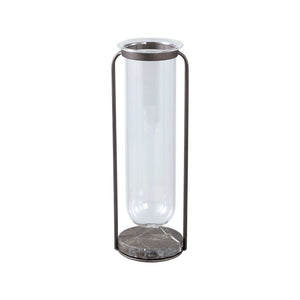 Vase aus massivem Glas, runde Form, Metall - und Marmorsockel – Kirsa S | PTMD - Esszett Luxury | Stilvolles Wohnen mit Charakter