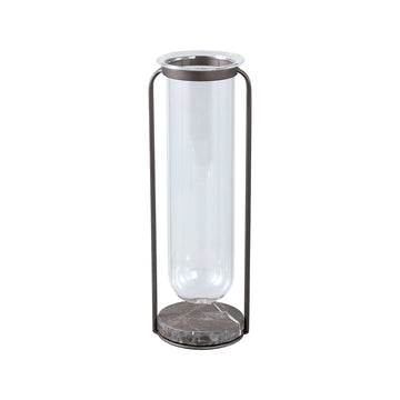 Vase aus massivem Glas, runde Form, Metall - und Marmorsockel – Kirsa S | PTMD - Esszett Luxury | Stilvolles Wohnen mit Charakter