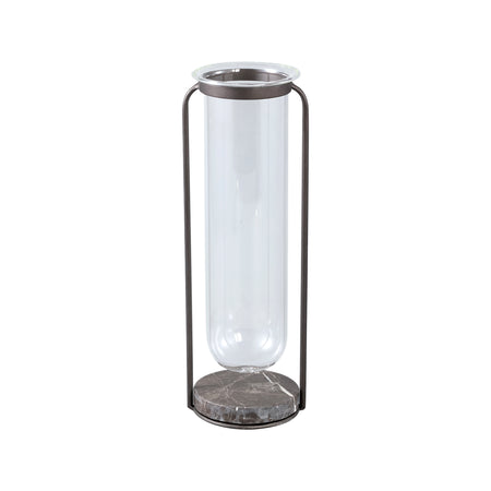 Vase – Rundes Design, Schwarze Farbe, Glas Metall Marmor Material, L – Kirsa | PTMD image