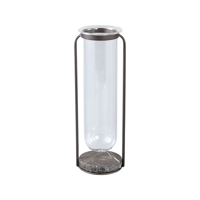 Vase aus massivem Glas, runde Form, Metall - und Marmorsockel – Kirsa S | PTMD - Esszett Luxury | Stilvolles Wohnen mit Charakter