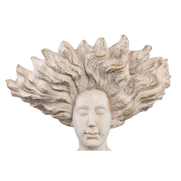 Statue – Creme Zement, Gesichtsskulptur Design, Haar Detail, L - Kimbere | PTMD