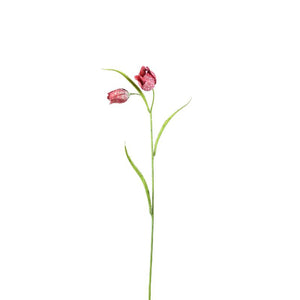 Gartenblume – Roter Schachblumenzweig mit Blättern aus Polyestergewebe | PTMD