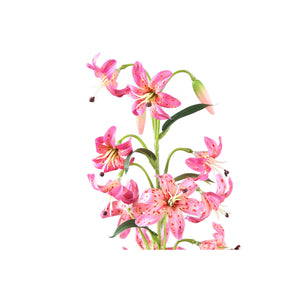Lilienblume – Rosafarbener Lilienzweig mit Blättern aus Polyester | PTMD