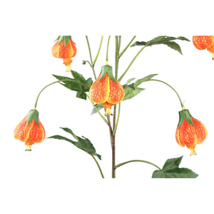 Garden Flower – Orange Striped Abutilon Spray, Polyester Fabric, Partially Handmade | PTMD