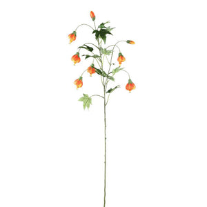 Garden Flower – Orange Striped Abutilon Spray, Polyester Fabric, Partially Handmade | PTMD
