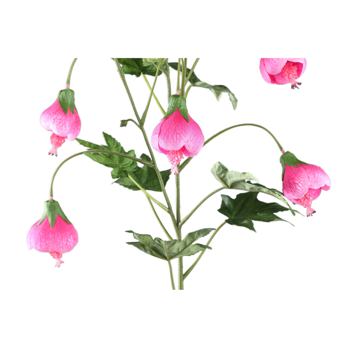 Gartenblume – Rosa gestreiftes Abutilon-Spray, Polyestergewebe, Halbhändig gefertigt | PTMD