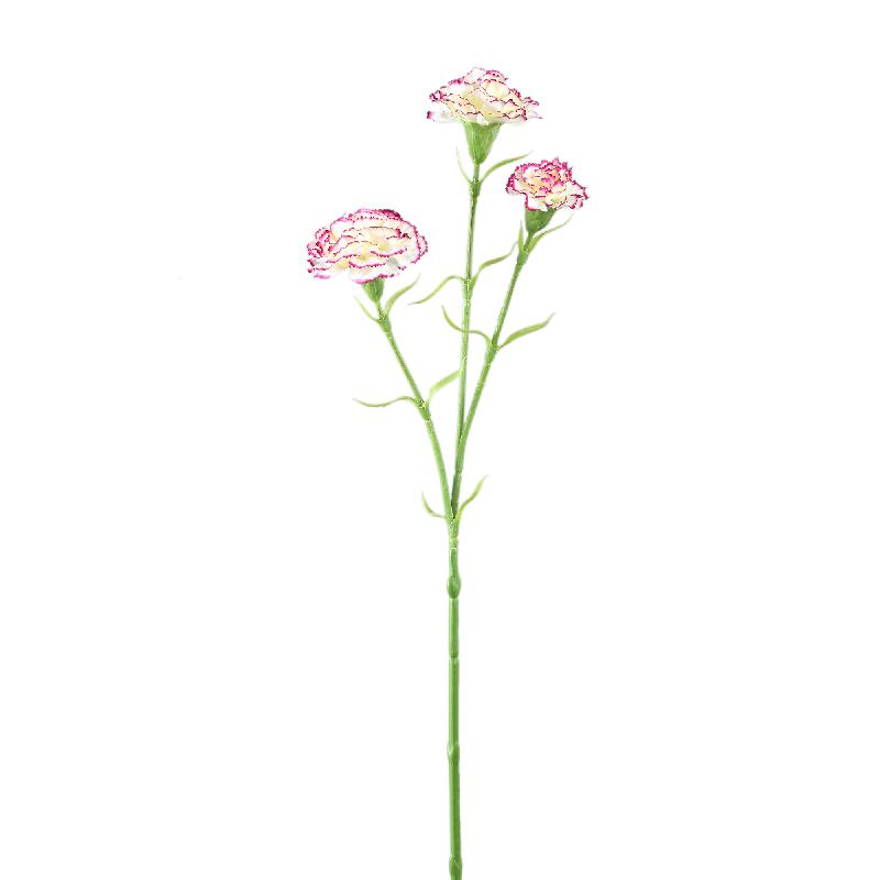 Carnation Flower – White Purple Spray with 3 Flowers, Polyester Fabric, Semi-Finished | PTMD