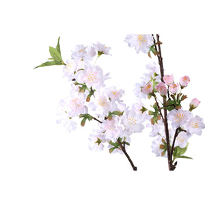 Kunstblume – Weißer Pflaumenblütenzweig, Beschichtete Oberfläche, Polyestergewebe | PTMD