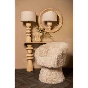 Tischlampe aus Mangoholz mit Naturton und schlankem Design in runder Form – Elaine | PTMD