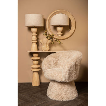 Tischlampe aus Mangoholz mit Naturton und schlankem Design in runder Form – Elaine | PTMD