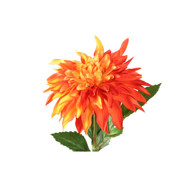 Dahlienblume – Orange-Gelbes Spray mit Blättern, Beschichtete Oberfläche, Polyester Material | PTMD