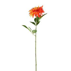 Dahlienblume – Orange-Gelbes Spray mit Blättern, Beschichtete Oberfläche, Polyester Material | PTMD