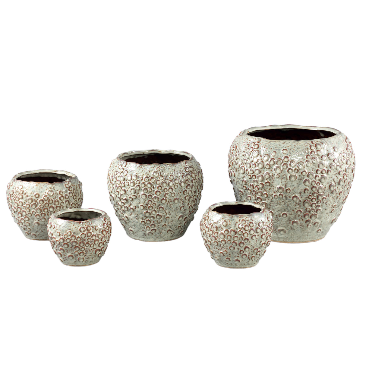 Topf – Runde Form, Porzellan-Keramik, Schuppenmuster Design, Creme, L – Avis | PTMD